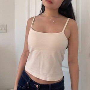 Garment Dye Spaghetti Tank Camisole in Creme
